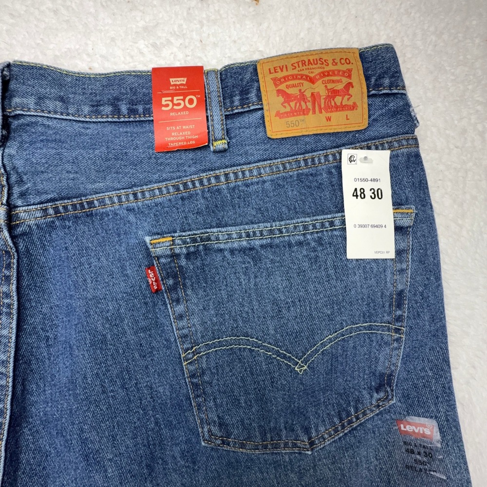 Levis 550 Relaxed Fit Tapered Leg Jeans Mens 48x30 Big & Tall Blue 01550-4891